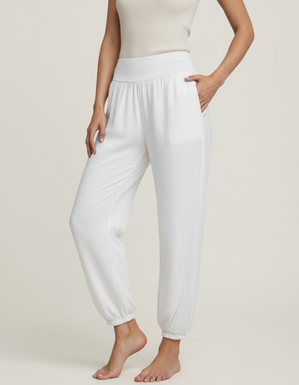 Pantalon Baggy Blanc Fluide Ample Yoga Confortable - Viscose