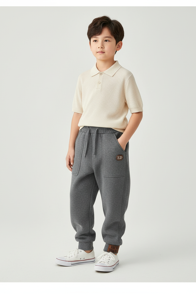 Pantalon Baggy Gris Épais Molletonné Enfant Sport