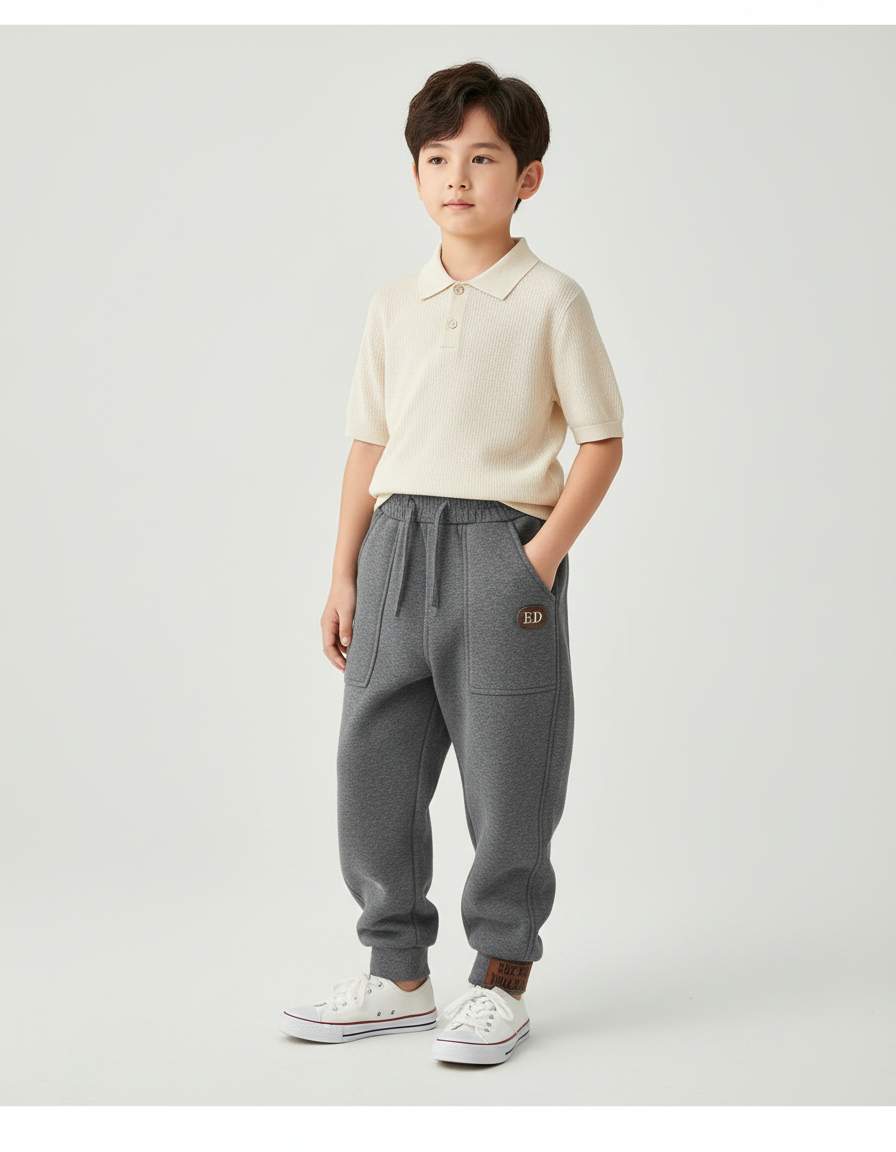 Pantalon Baggy Gris Épais Molletonné Enfant Sport