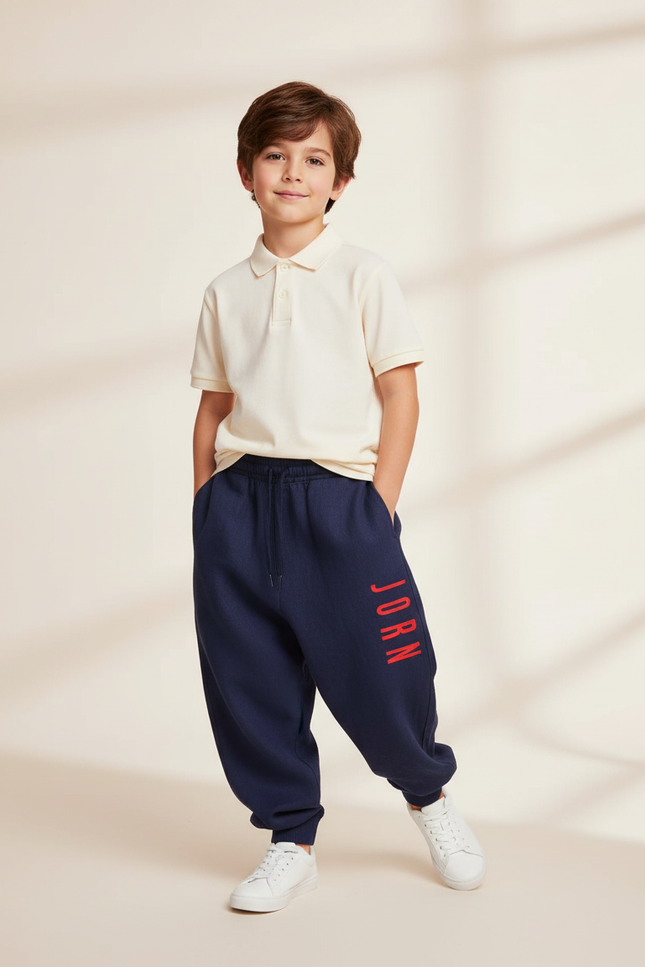 Pantalon Baggy Bleu Marine Molleton Imprimé Garçon