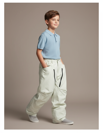 Pantalon Baggy Vert Clair Ample Imperméable Enfant - Polyester