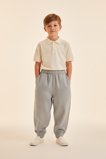 Pantalon Baggy Gris Ample Molleton Garçon Confortable