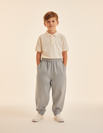 Pantalon Baggy Gris Ample Molleton Garçon Confortable