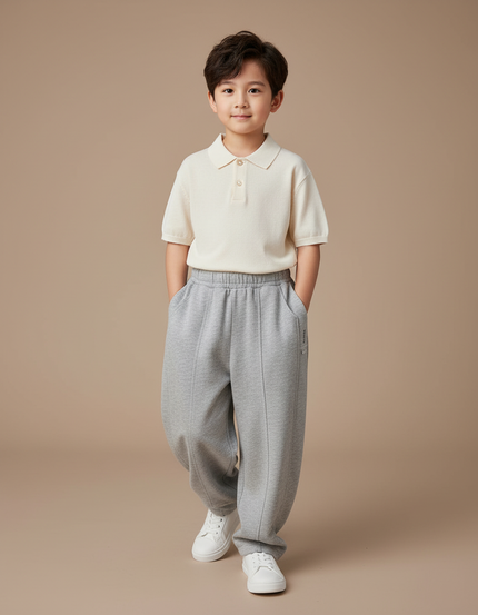 Pantalon Baggy Gris Molleton Ample Garçon Décontracté Confortable