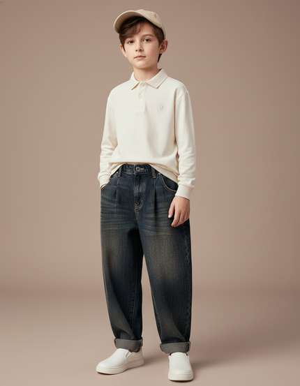Pantalon Baggy Jean Denim Bleu Ample Garçon