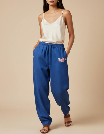 Pantalon Baggy Bleu Imprimé Bratz Cordon Fluide - Lin