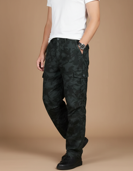 Pantalon Baggy Camouflage Cargo Coton Homme Décontracté - Vert