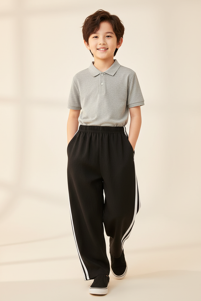 Pantalon Baggy Noir Ample Rayures Blanches Enfant Sport - Molleton