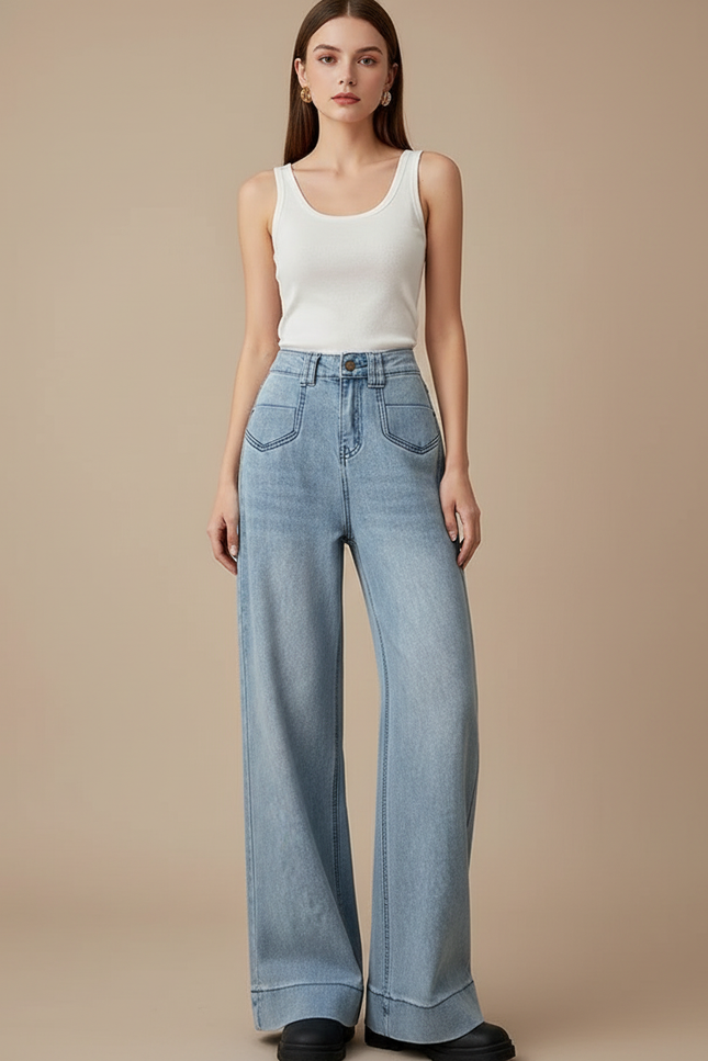 Pantalon Baggy Jean Bleu Clair Ample Streetwear