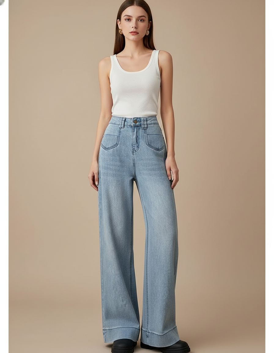 Pantalon Baggy Jean Bleu Clair Ample Streetwear
