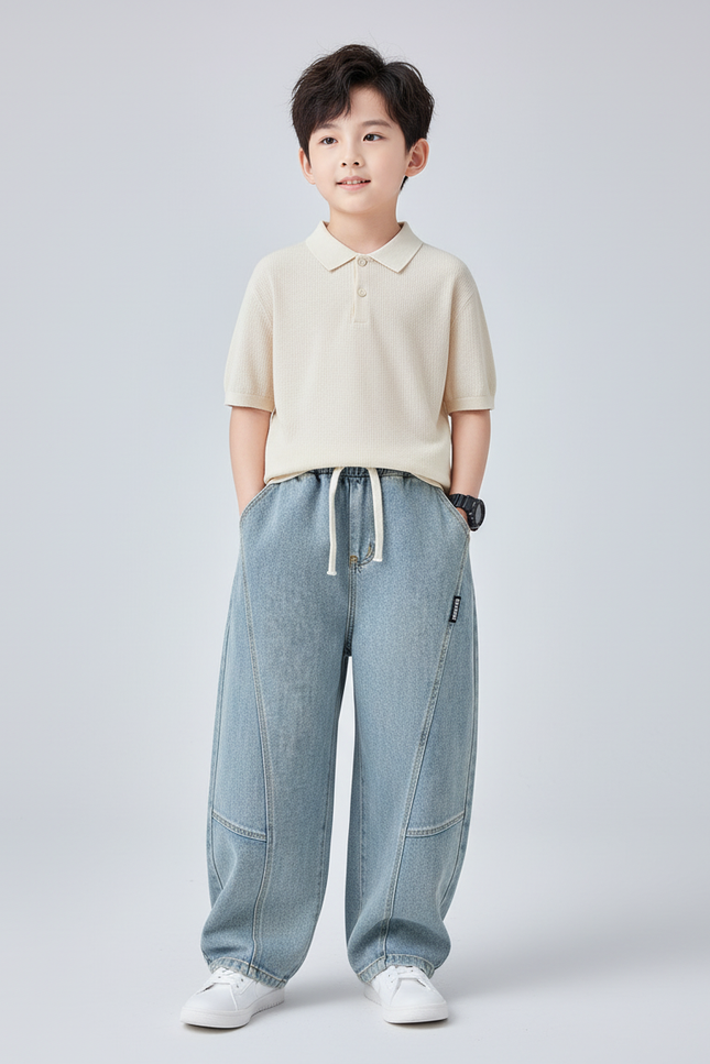 Pantalon Baggy Bleu Jean Ample Enfant Décontracté Garçon