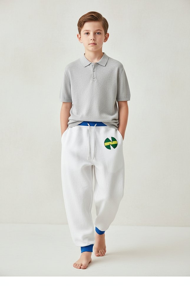 Pantalon Baggy Blanc Décontracté Imprimé Molleton Garçon