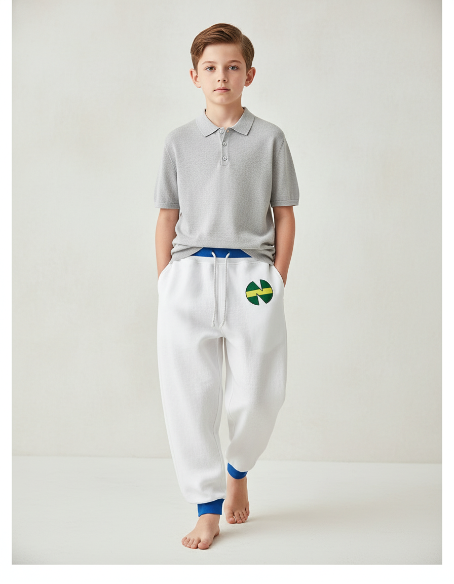 Pantalon Baggy Blanc Décontracté Imprimé Molleton Garçon