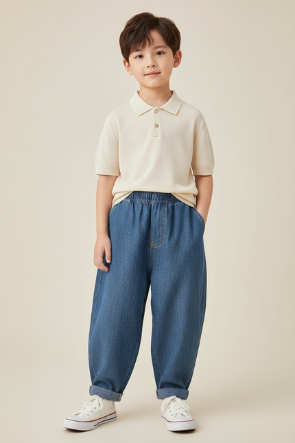 Pantalon Baggy Jean Bleu Ample Confortable Garçon