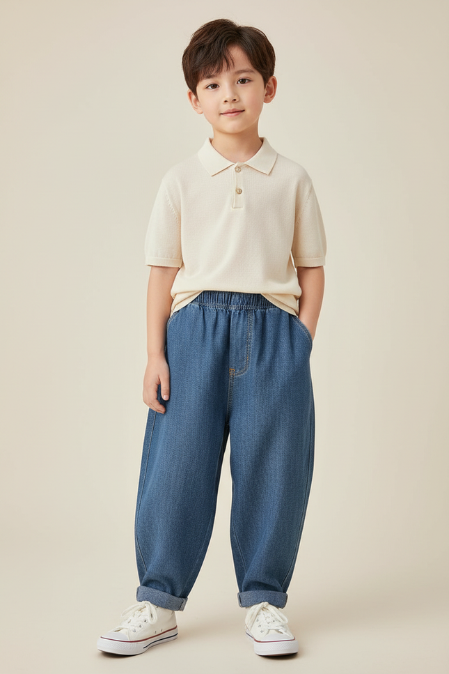 Pantalon Baggy Jean Bleu Ample Confortable Garçon
