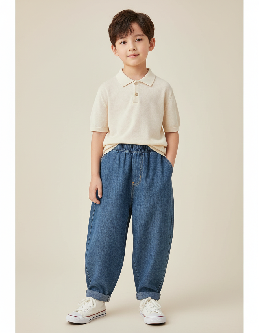 Pantalon Baggy Jean Bleu Ample Confortable Garçon