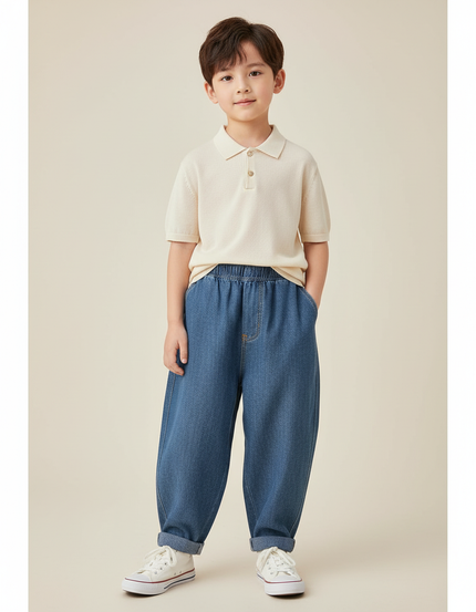 Pantalon Baggy Jean Bleu Ample Confortable Garçon