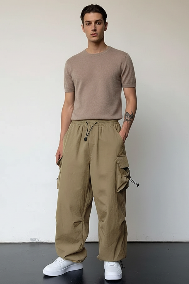 Pantalon Baggy Parachute - Kaki Polyester