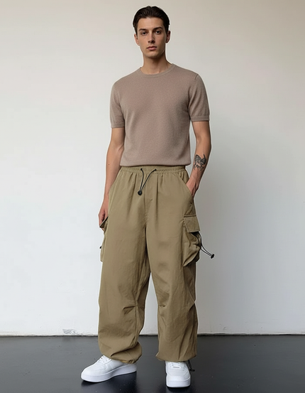 Pantalon Baggy Parachute - Kaki Polyester