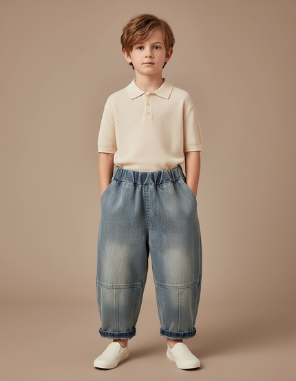 Pantalon Baggy Jean Bleu Ample Décontracté Garçon