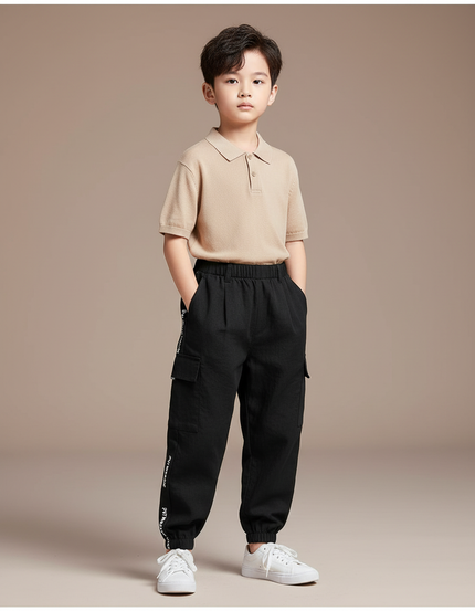 Pantalon Baggy Noir Cargo Décontracté Enfant - Toile