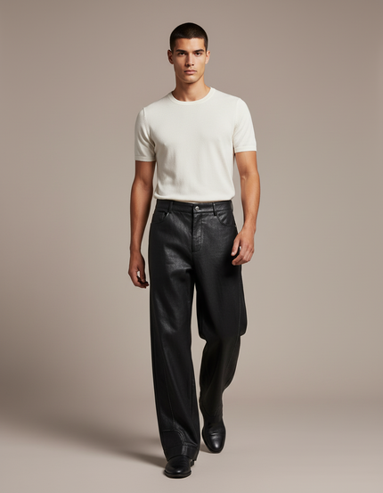 Pantalon Cuir Baggy - Noir