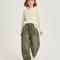 Pantalon Baggy Kaki Ample Plissé Décontracté Fille - Jean