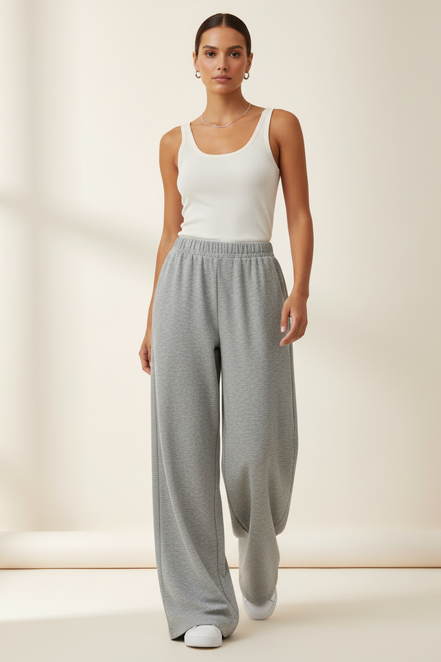 Pantalon Baggy Gris Molletonné Ample Confortable Décontracté