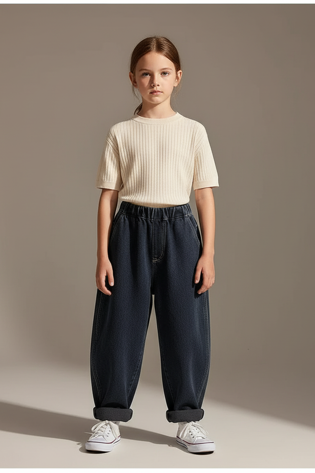 Pantalon Baggy Jean Bleu Marine Ample Enfant