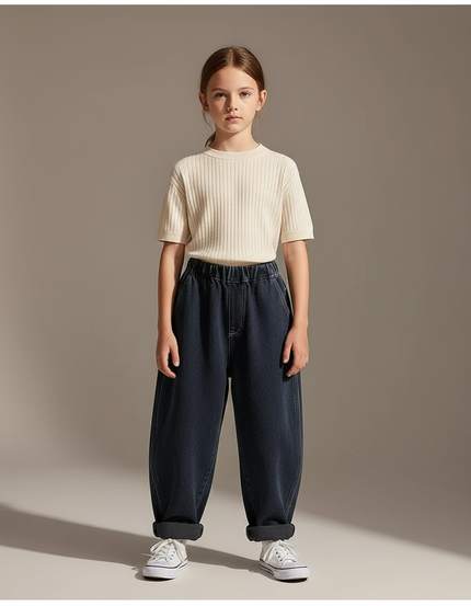Pantalon Baggy Jean Bleu Marine Ample Enfant