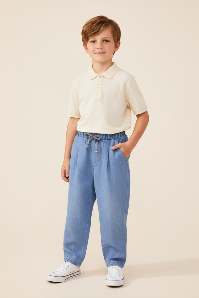Pantalon Baggy Jean Bleu Clair Ample Garçon