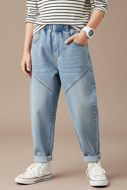 Pantalon Baggy Jean Bleu Clair Ample Enfant