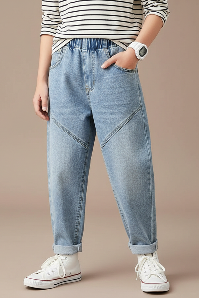 Pantalon Baggy Jean Bleu Clair Ample Enfant