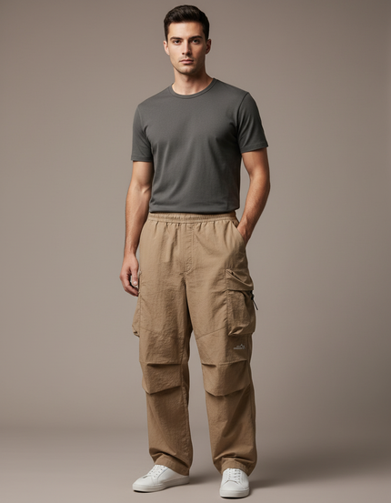 Pantalon Baggy Cargo Beige Décontracté Ample Homme - Polyester