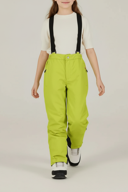 Pantalon Baggy Vert Citron Imperméable Bretelles Enfant Ski - Polyester