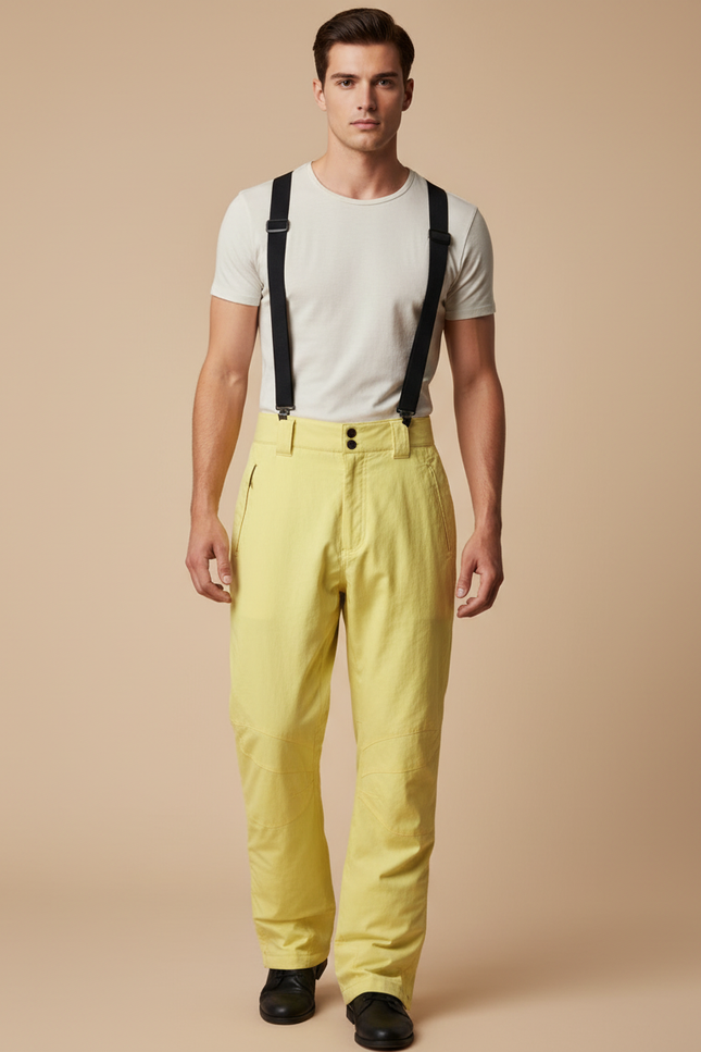 Pantalon Baggy Jaune Bretelles Ski Imperméable Homme - Polyester