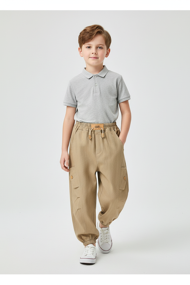 Pantalon Baggy Kaki Cargo Ample Enfant Coton Sport