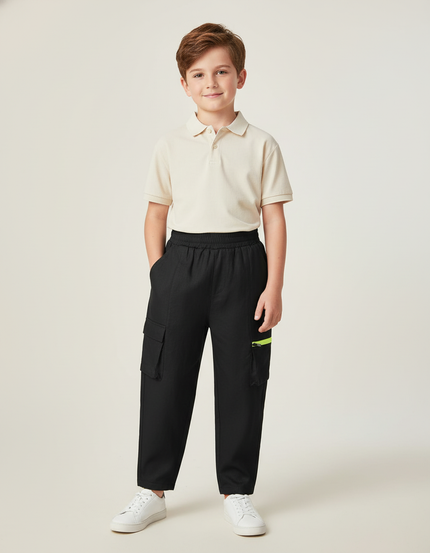 Pantalon Baggy Noir Cargo Décontracté Enfant Fluorescent - Polyester