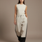 Pantalon Baggy Bicolore Beige Noir Décontracté Ample - Toile