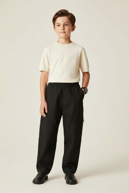 Pantalon Baggy Noir Ample Coton Cargo Enfant