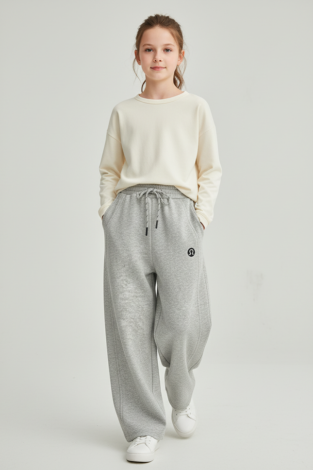 Pantalon Baggy Gris Ample Coton Décontracté Enfant - Molleton
