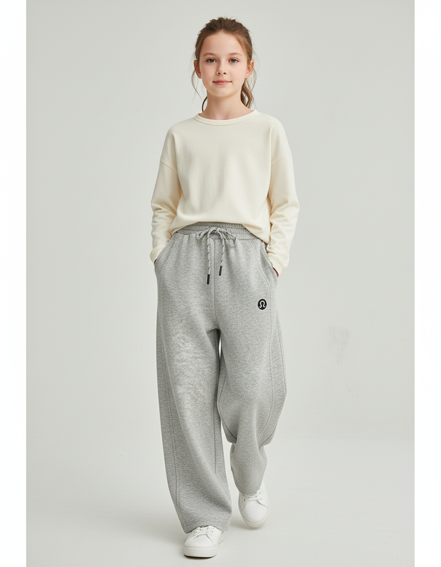 Pantalon Baggy Gris Ample Coton Décontracté Enfant - Molleton