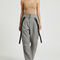 Pantalon Baggy Gris Plissé Ample Bretelles Décontracté - Gabardine