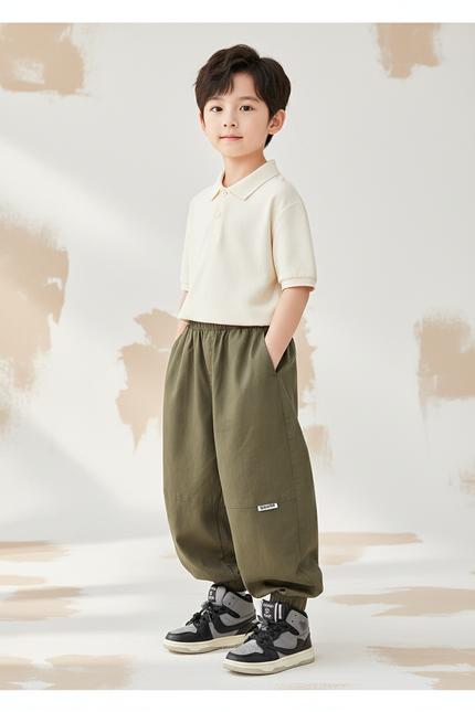 Pantalon Baggy Kaki Ample Cargo Garçon Décontracté - Toile