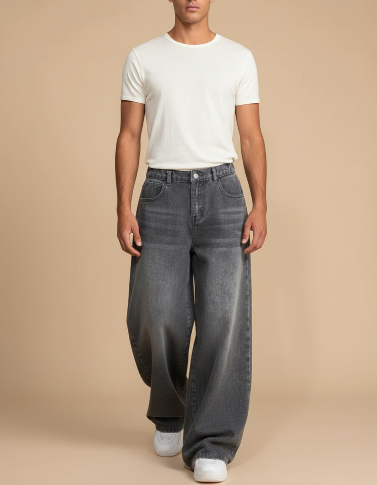Pantalon Baggy Ado Garçon - Gris Jean