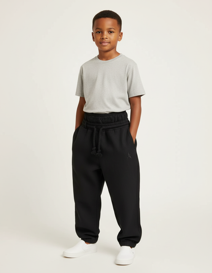 Pantalon Baggy Noir Ample Cordon Étoile Enfant - Molleton