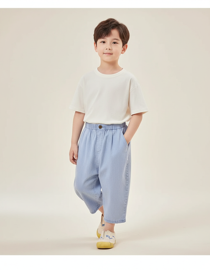 Pantalon Baggy Bleu Jean Ample Enfant Décontracté Lavé