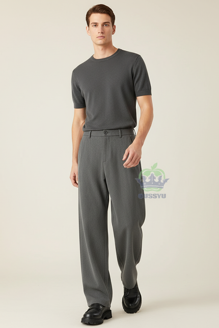 Pantalon Baggy Gris Ample Formel Élégant Homme - Maille
