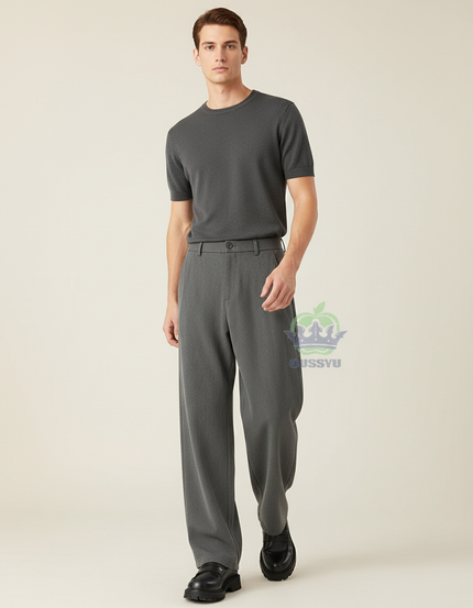 Pantalon Baggy Gris Ample Formel Élégant Homme - Maille