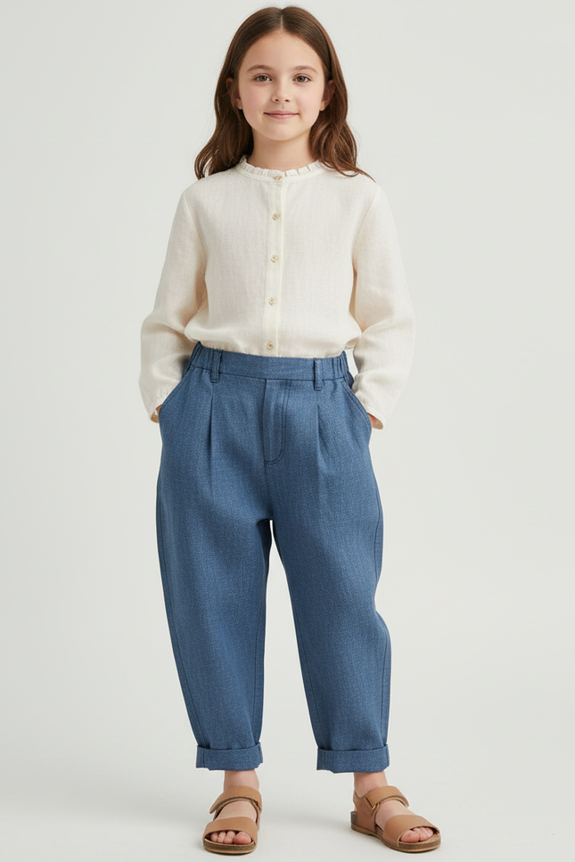 Pantalon Baggy Bleu Jean Ample Décontracté Enfant